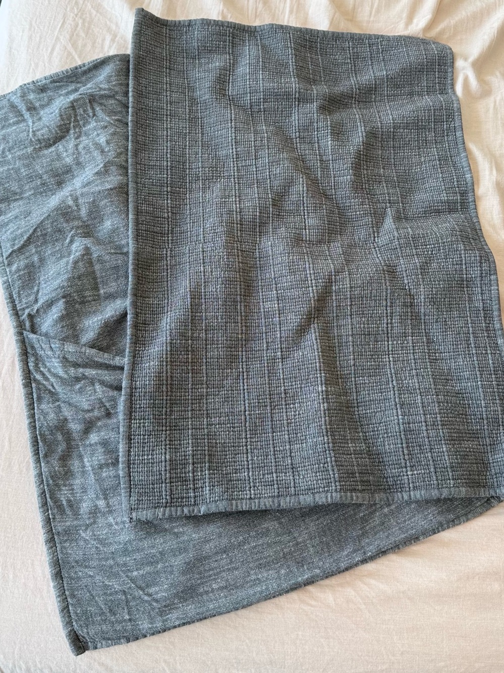 Restoration Hardware Channel Stitched Grey Cotton Shams Standard Size (2)